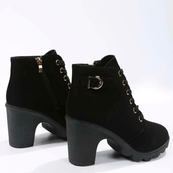 Women Lace Up Buckle Detail Side Zip
Chunky Heeled Combat Boots - Picture 5 of 6